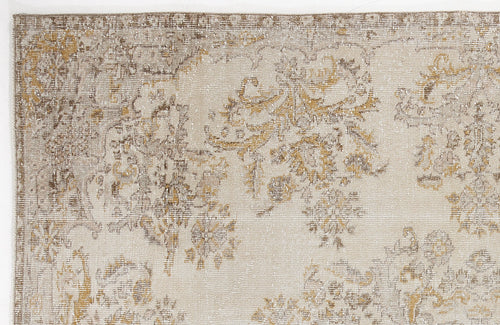 Atina Beige Vintage Wool Handmade Area Rug 6'4" x 9'4"