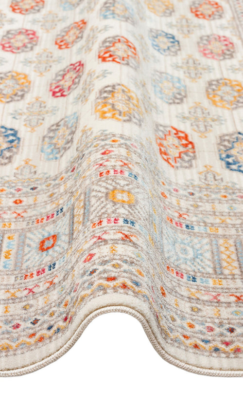 Geometric Area Rug – Machine Made Rug with Cream Area Carpet, Non Slip