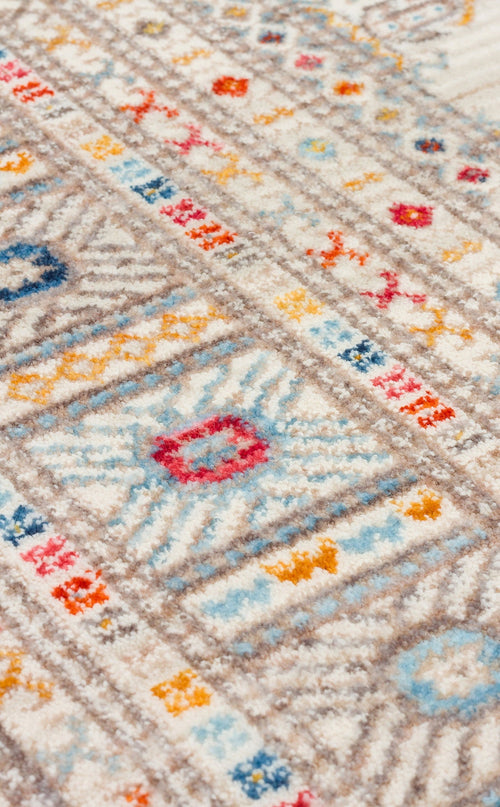 Geometric Area Rug – Machine Made Rug with Cream Area Carpet, Non Slip