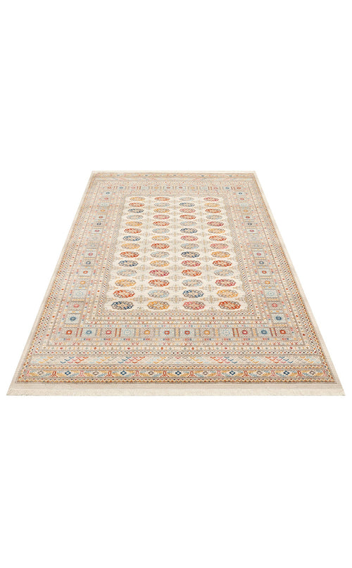 Geometric Area Rug – Machine Made Rug with Cream Area Carpet, Non Slip