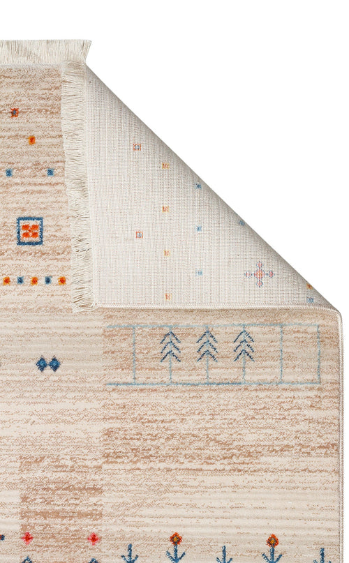 Cream Geometric Area Rug - Machine Made Rug With Soft Texture & Dust Free Design