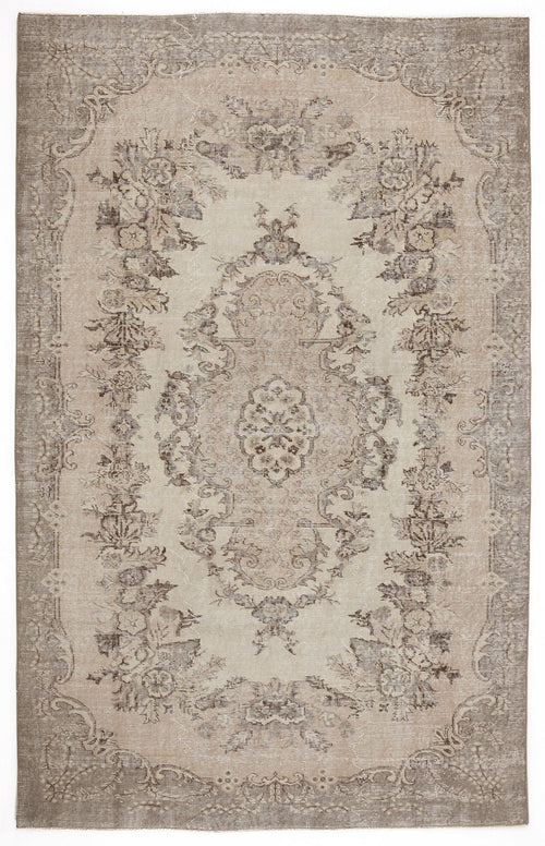 Atina Beige Vintage Wool Handmade Area Rug 5'8" x 9'2"
