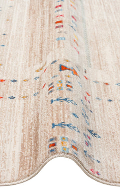 Cream Geometric Area Rug - Machine Made Rug With Soft Texture & Dust Free Design