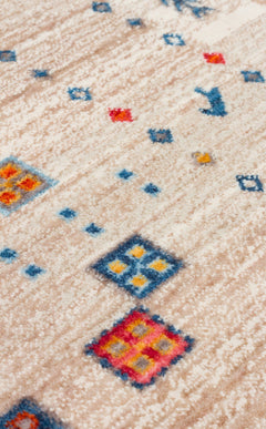 Cream Geometric Area Rug - Machine Made Rug With Soft Texture & Dust Free Design