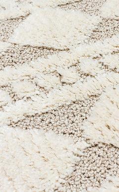 Beige Geometric Area Rug – Machine Made Rug With Soft Texture & Non Slip Backing