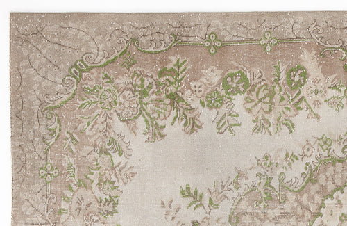 Atina Beige Vintage Wool Handmade Area Rug 6'4" x 9'7"