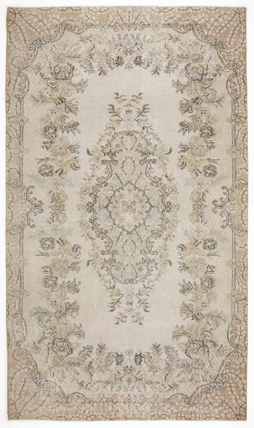 Atina Beige Vintage Wool Handmade Area Rug 5'4" x 9'3"