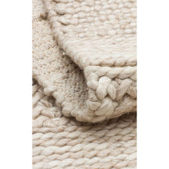Hand-Knitted Rug – Beige Striped Natural Fiber Rug With Soft Texture