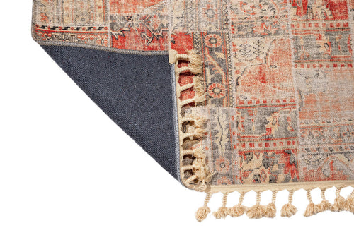 Patchwork Area Rug - Brown Cotton Chenille Digital Print Carpet for Living Room