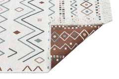Ethnic Cotton Kilim - Beige Woven Rug Double Sided Washable Non Slip