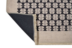Black Geometric Area Rug – Cotton Chenille Digital Print Carpet for Living Room