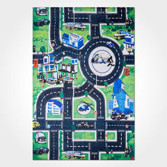 Kids Digital Print Rug - Washable Non Slip Chenille Cotton Green Area Rug