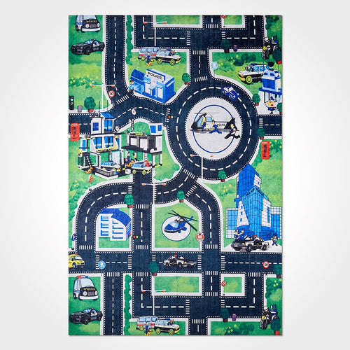 Kids Digital Print Rug - Washable Non Slip Chenille Cotton Green Area Rug