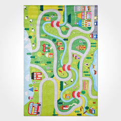 Kids Digital Print Rug – Washable Non Slip Polyester Chenille Carpet With Green Sole