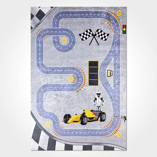 Kids Digital Print Rug - Washable Non Slip Polyester Chenille Cotton Blend Carpet