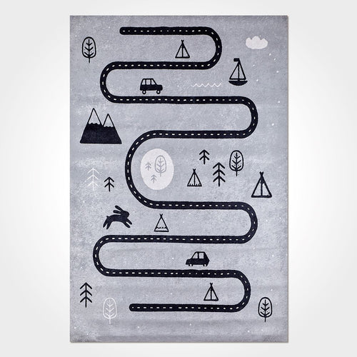 Kids Digital Print Rug – Washable Non Slip Polyester Chenille & Cotton Yarn Carpet