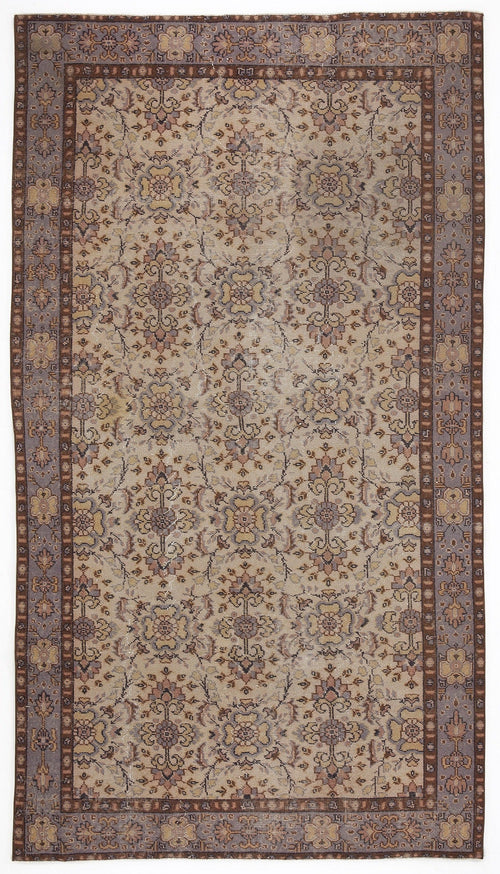 Atina Beige Vintage Wool Handmade Area Rug 5'3" x 9'5"
