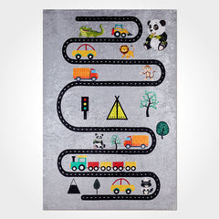 Kids Digital Print Rug - Washable Non Slip Polyester Chenille Cotton Carpet