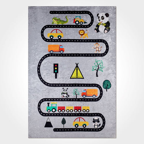 Kids Digital Print Rug - Washable Non Slip Polyester Chenille Cotton Carpet
