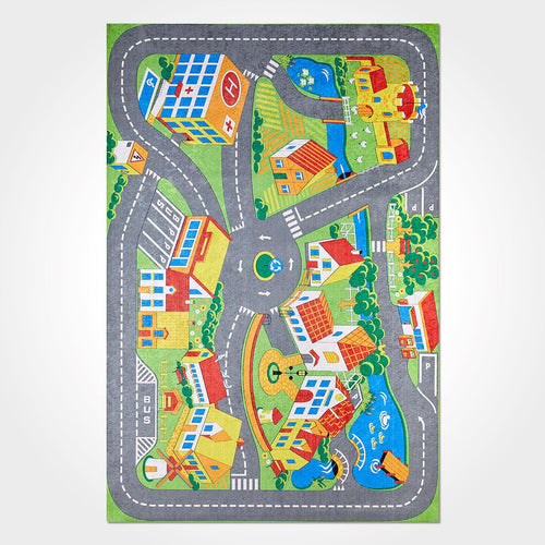 Kids Digital Print Rug – Washable Non Slip Polyester Chenille Carpet for Playroom