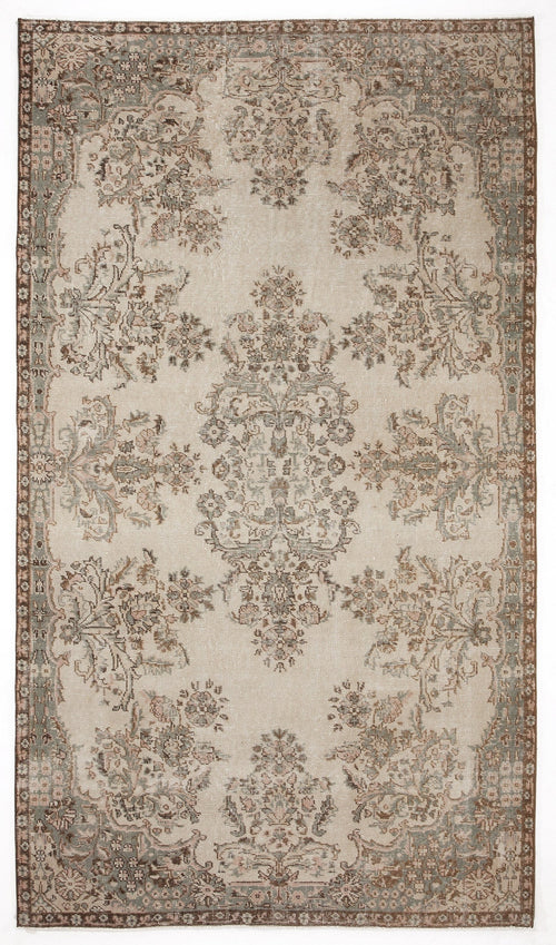 Atina Beige Vintage Wool Handmade Area Rug 5'5" x 9'6"