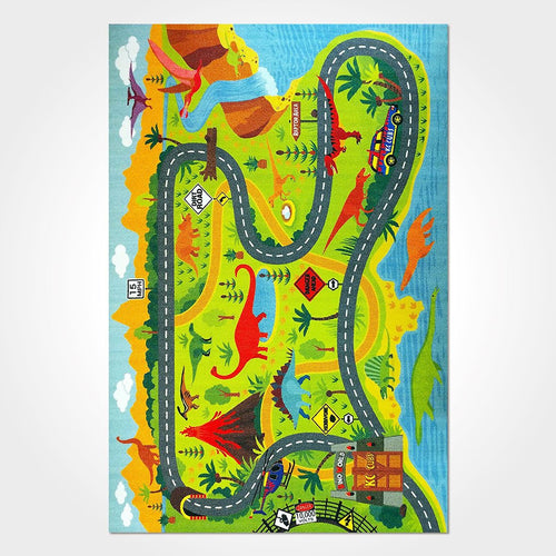 Kids Chenille Rug – Green Cotton Polyester Washable Non Slip Machine Made Carpet