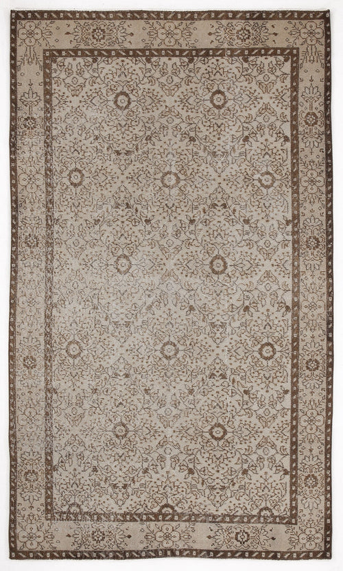 Atina Beige Vintage Wool Handmade Area Rug 5'0" x 8'6"