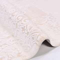 Machine Made Area Rug - Cream Frame Rug with Acrylic Yarn & Cotton Weft