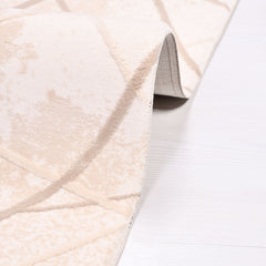 Cream Striped Area Rug – Durable Machine Made Rug With Acrylic Yarn & Cotton Weft