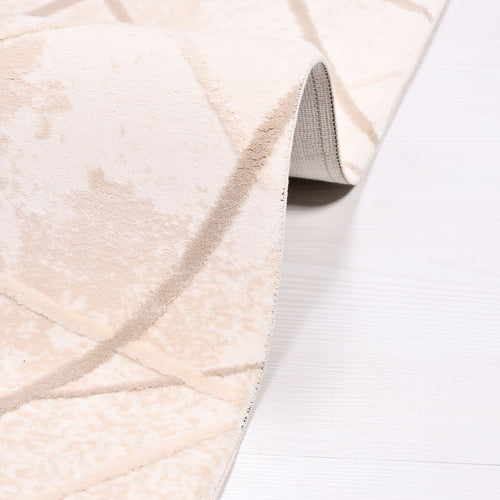 Cream Striped Area Rug – Durable Machine Made Rug With Acrylic Yarn & Cotton Weft