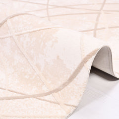 Cream Striped Area Rug – Durable Machine Made Rug With Acrylic Yarn & Cotton Weft