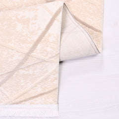 Cream Striped Area Rug – Durable Machine Made Rug With Acrylic Yarn & Cotton Weft