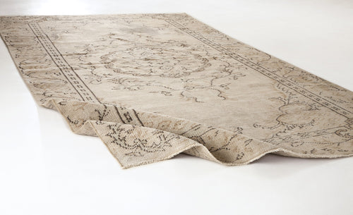 Atina Beige Vintage Wool Handmade Area Rug 5'6" x 8'11"