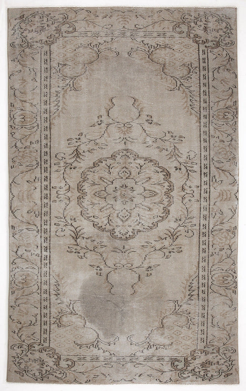Atina Beige Vintage Wool Handmade Area Rug 5'6" x 8'11"