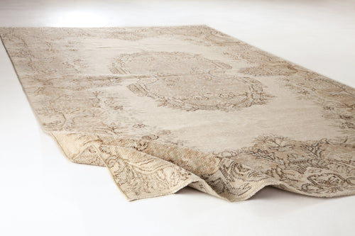 Atina Beige Vintage Wool Handmade Area Rug 5'9" x 9'8"