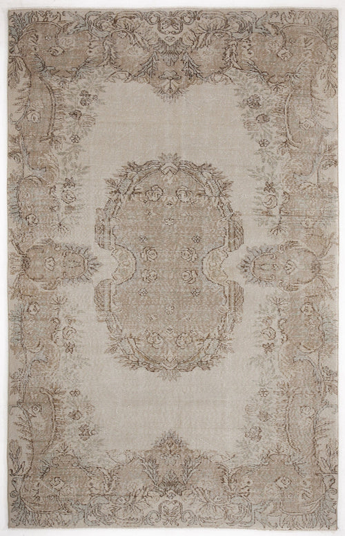 Atina Beige Vintage Wool Handmade Area Rug 5'9" x 9'8"