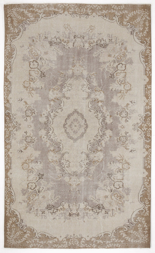 Atina Beige Vintage Wool Handmade Area Rug 5'5" x 9'1"