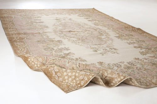 Atina Beige Vintage Wool Handmade Area Rug 5'10" x 9'7"