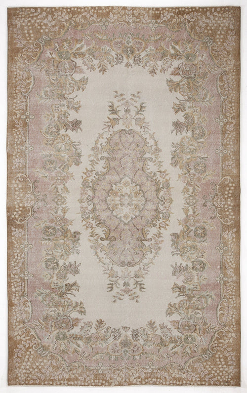 Atina Beige Vintage Wool Handmade Area Rug 5'10" x 9'7"