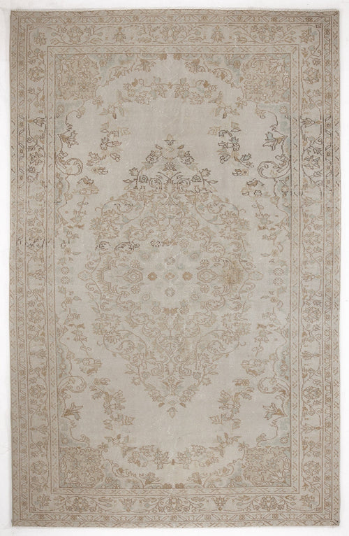 Atina Beige Vintage Wool Handmade Area Rug 6'0" x 9'3"
