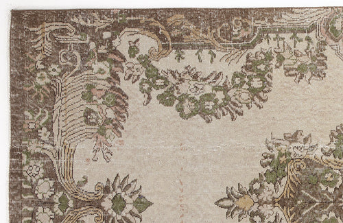 Atina Beige Vintage Wool Handmade Area Rug 5'7" x 10'2"