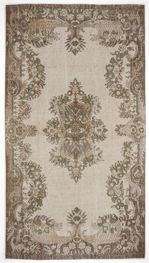 Atina Beige Vintage Wool Handmade Area Rug 5'7" x 10'2"