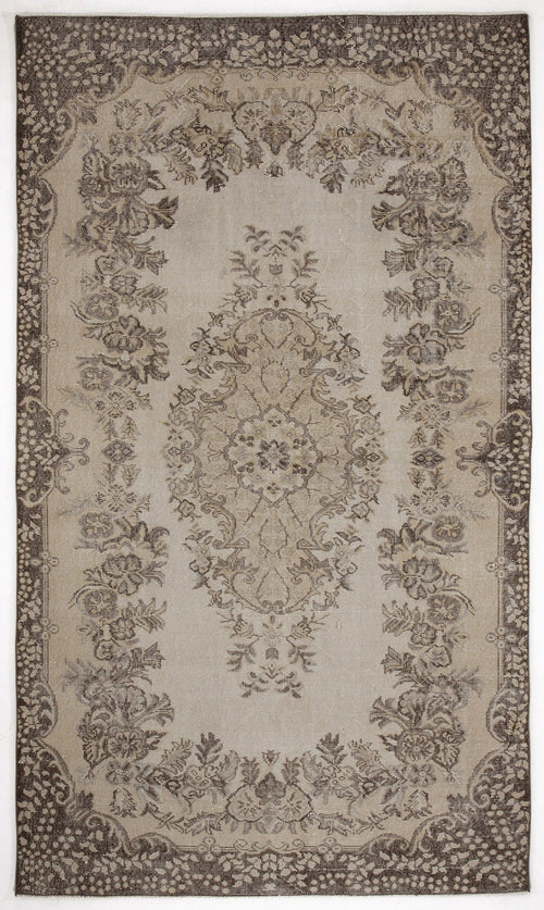 Atina Beige Vintage Wool Handmade Area Rug 5'9" x 9'11"