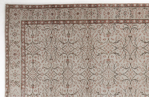 Atina Beige Vintage Wool Handmade Area Rug 6'4" x 11'5"