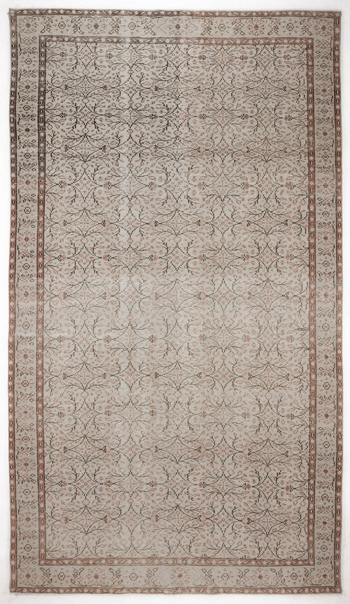 Atina Beige Vintage Wool Handmade Area Rug 6'4" x 11'5"