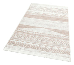 Laa Beige Geometric Washable Double-Sided Modern Kilim