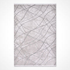 Geometric Area Rug – Machine Made Grey Rug with Acrylic Yarn & Cotton Weft