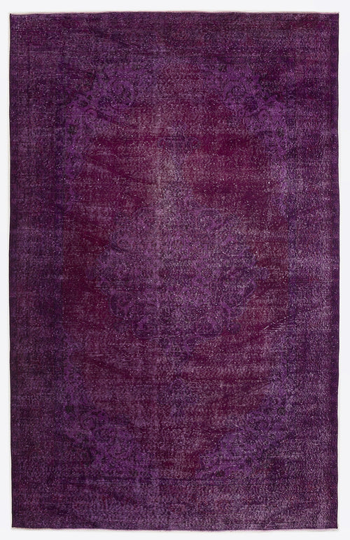 Atina Purple Vintage Wool Handmade Area Rug 6'8" x 10'5"
