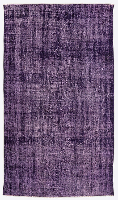 Atina Purple Vintage Wool Handmade Area Rug 4'11" x 9'3"