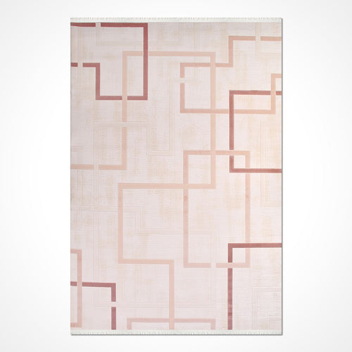 Maliyah Cream Geometric Machine Made Area Rug